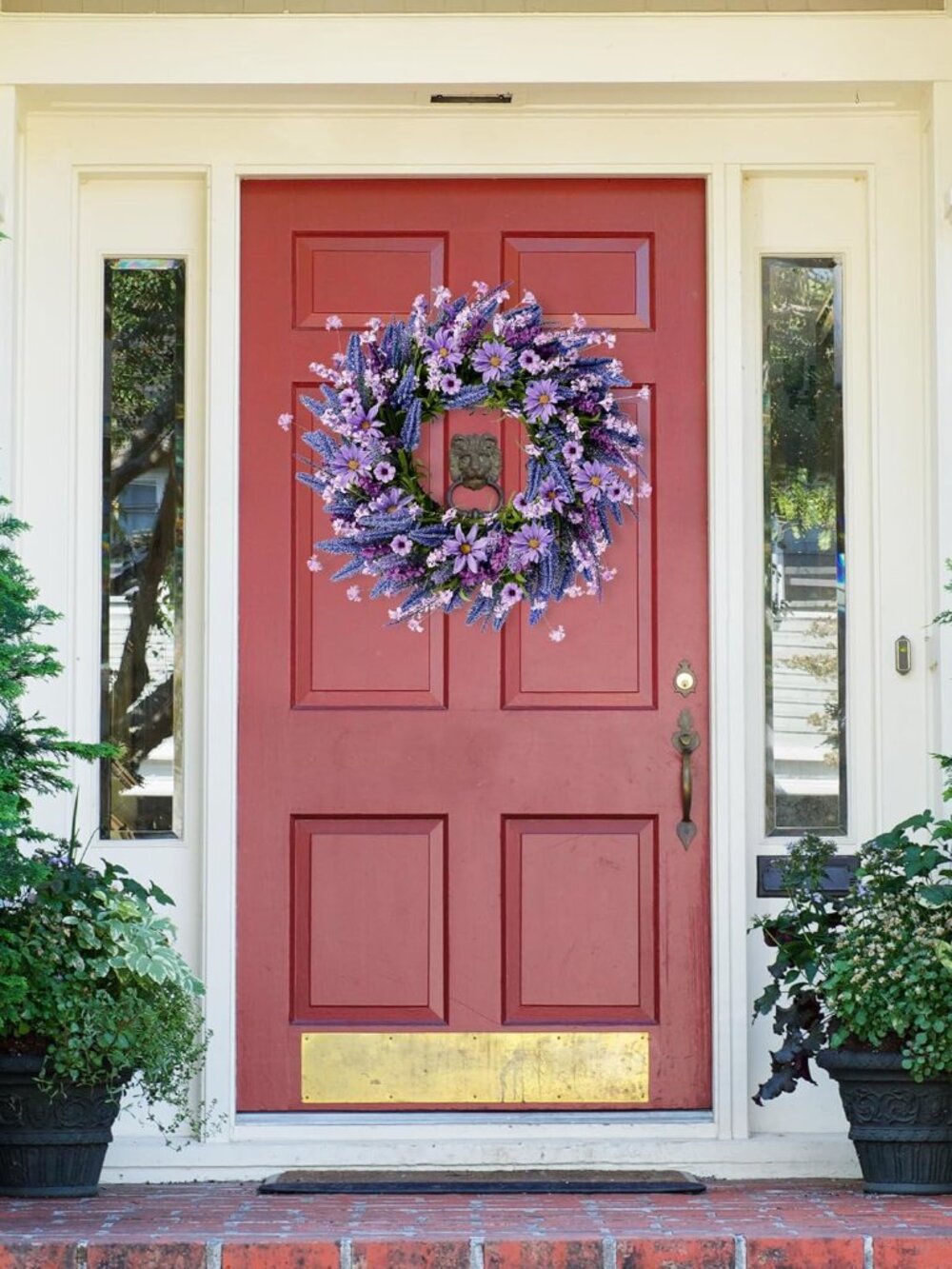 Lavender Wreath for Front Door 22 Inch - Purple Daisy Spring Summer Artificial W - Picture 6 of 7